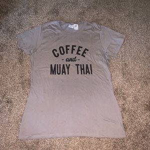 Tan “coffee and Muay Thai” t-shirt